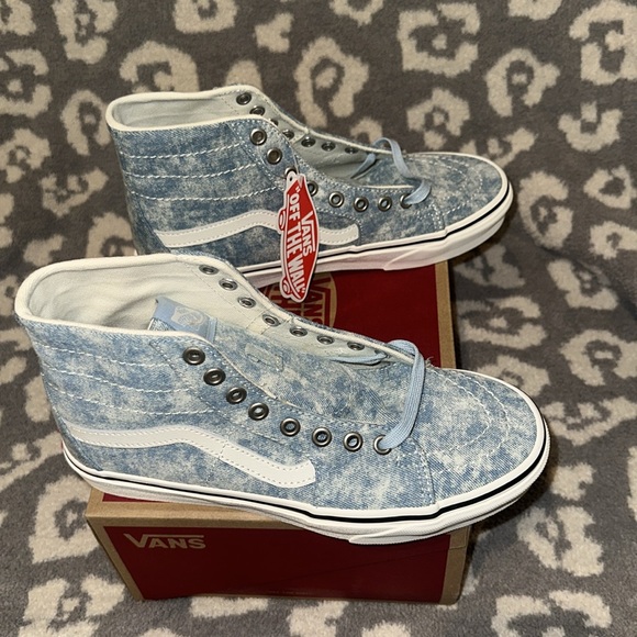 New 🆕 Vans SK8-Hi Tapered Canvas (Denim Destroy Winter Sky Blue Marshmallow) - Picture 12 of 17
